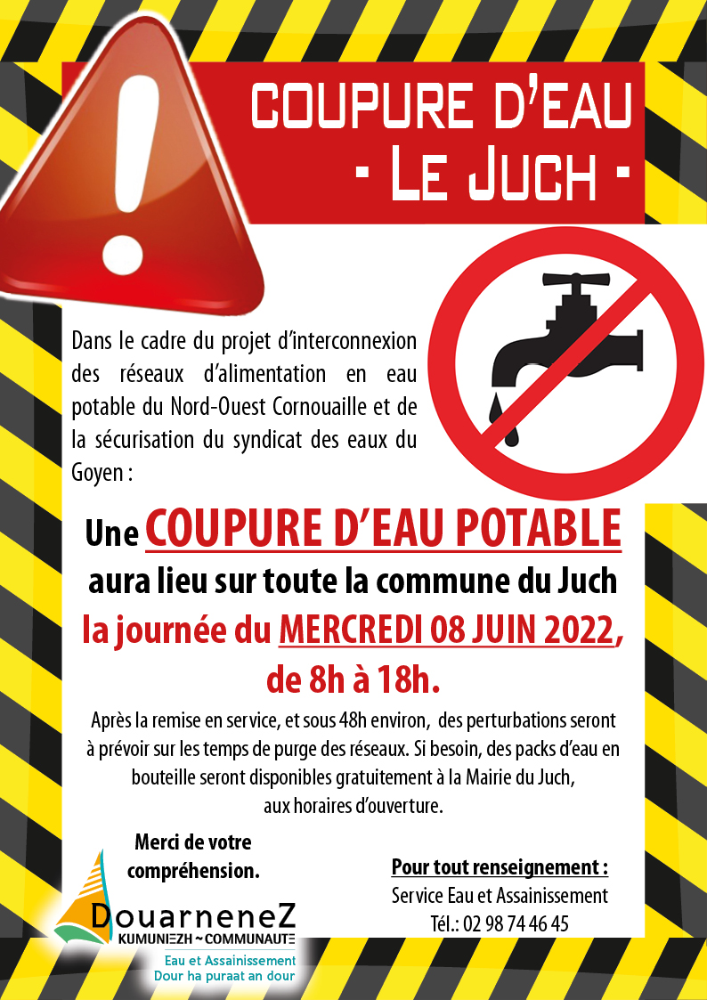 Pollution de l'eau potable : une distribution de bouteilles d'eau  s'organise au Juch, à Pouldergat et à Kerlaz. - Douarnenez Communauté